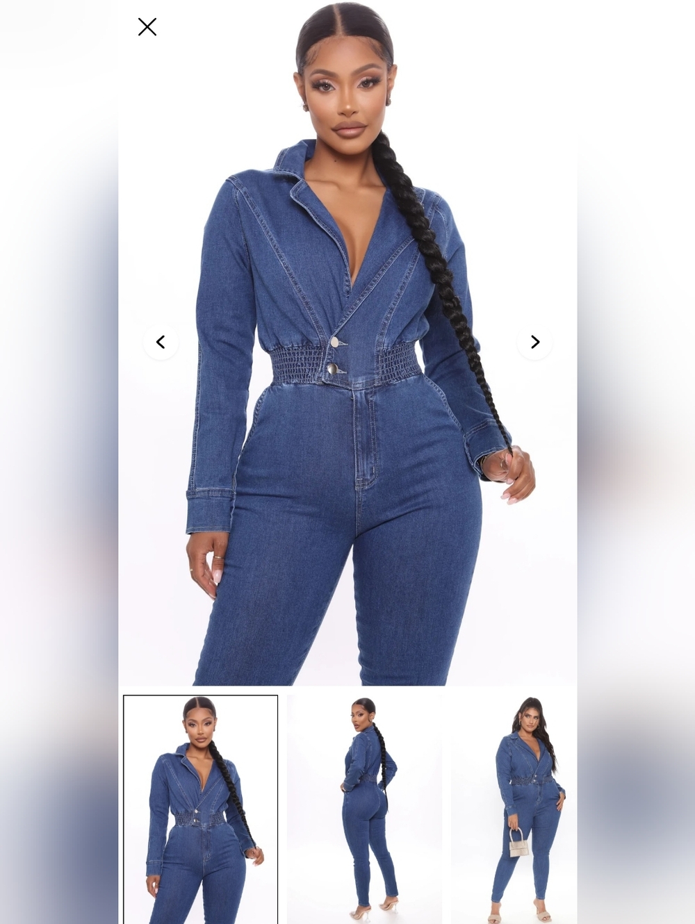 Fashion Nova Indigo Denim Utility Jumpsuit